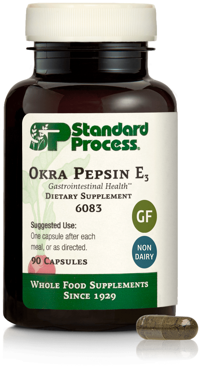 Okra Pepsin E3 - 90 Capsules